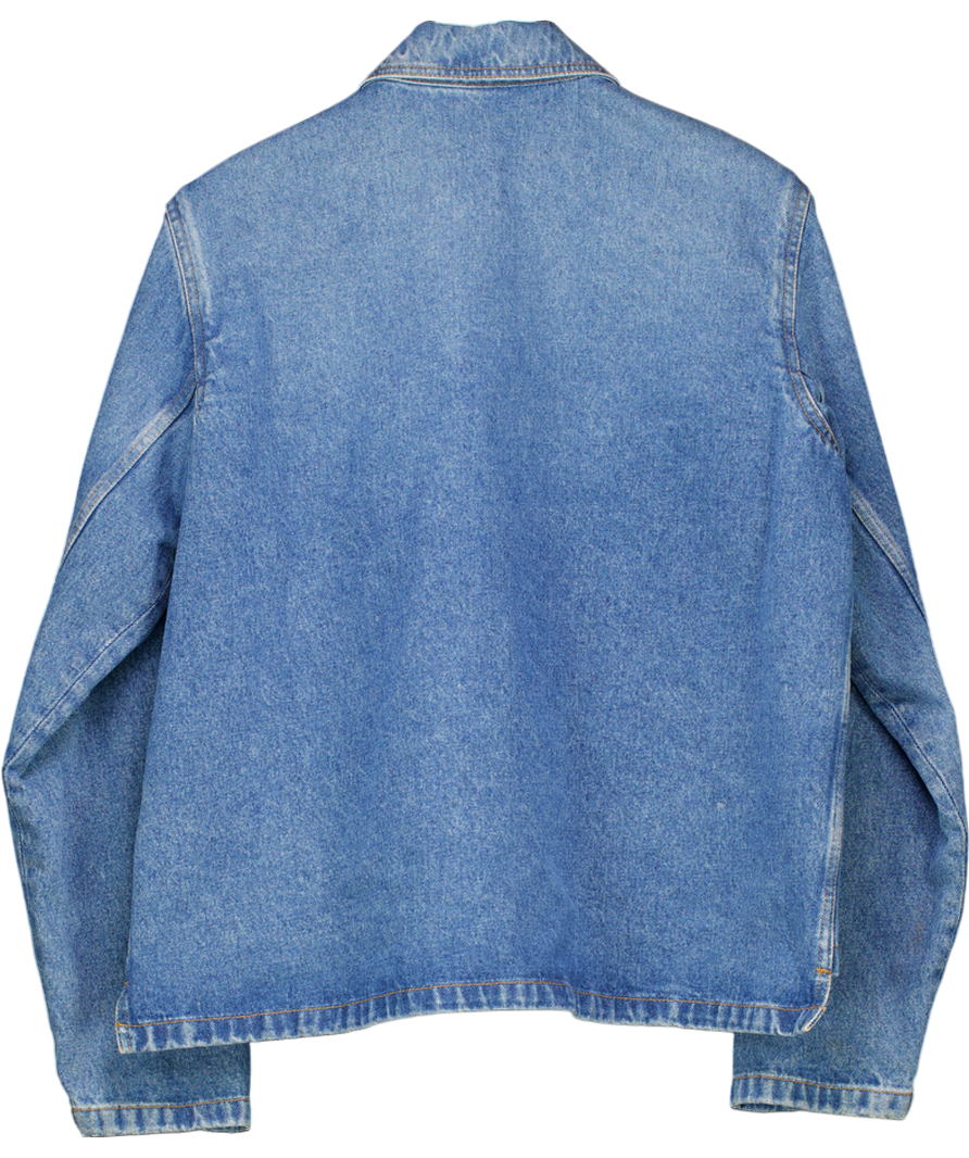 Loewe Blue Anagram Leather-trimmed Denim Jacket In Blue Denim UK L