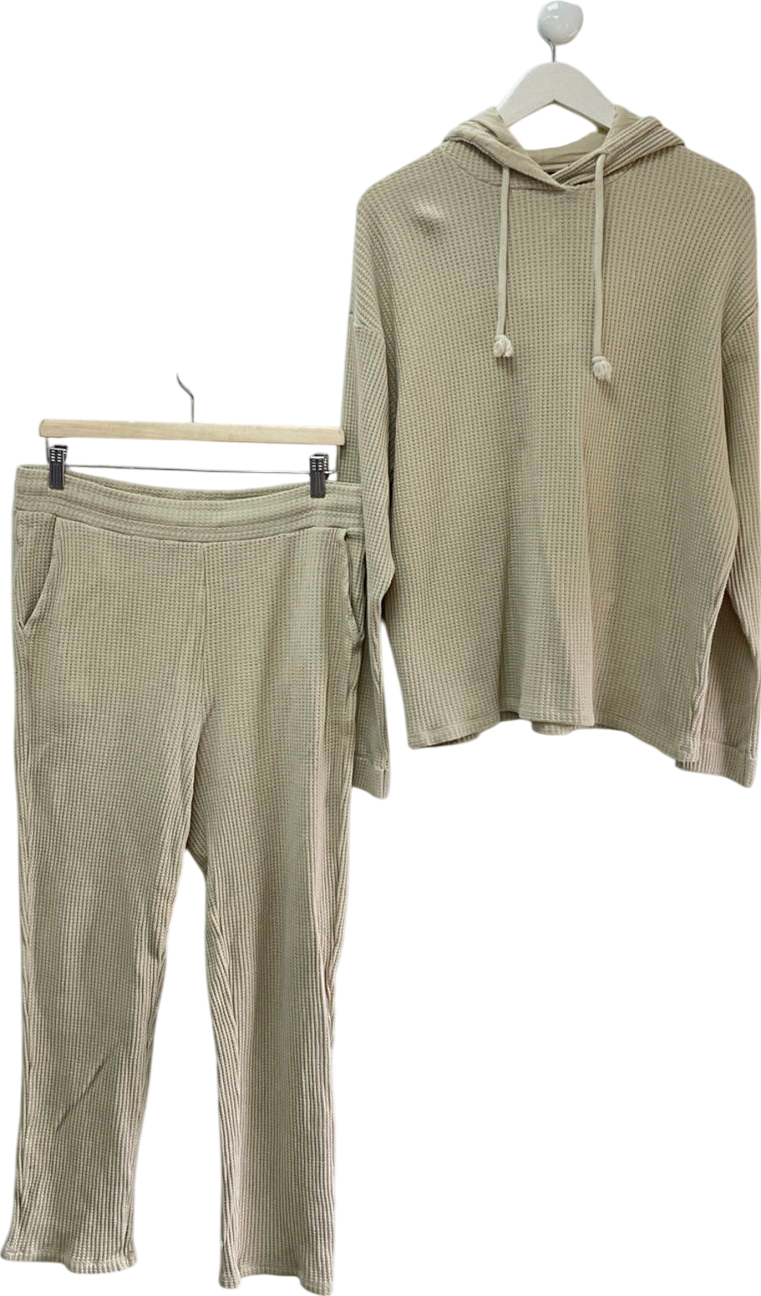 ASOS Beige Wide Leg Knitted Trouser And Jumper Co-ord In Oatmeal UK L