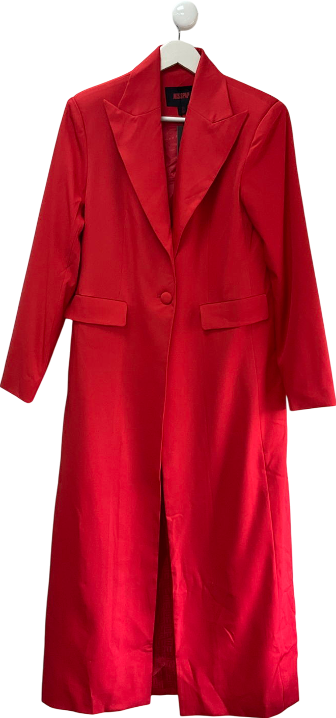 Misspap Red Maxi Tailored Trench Coat UK 8