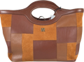 RIXO Brown Parissa Leather Patchwork Bag One Size
