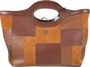 RIXO Brown Parissa Leather Patchwork Bag One Size