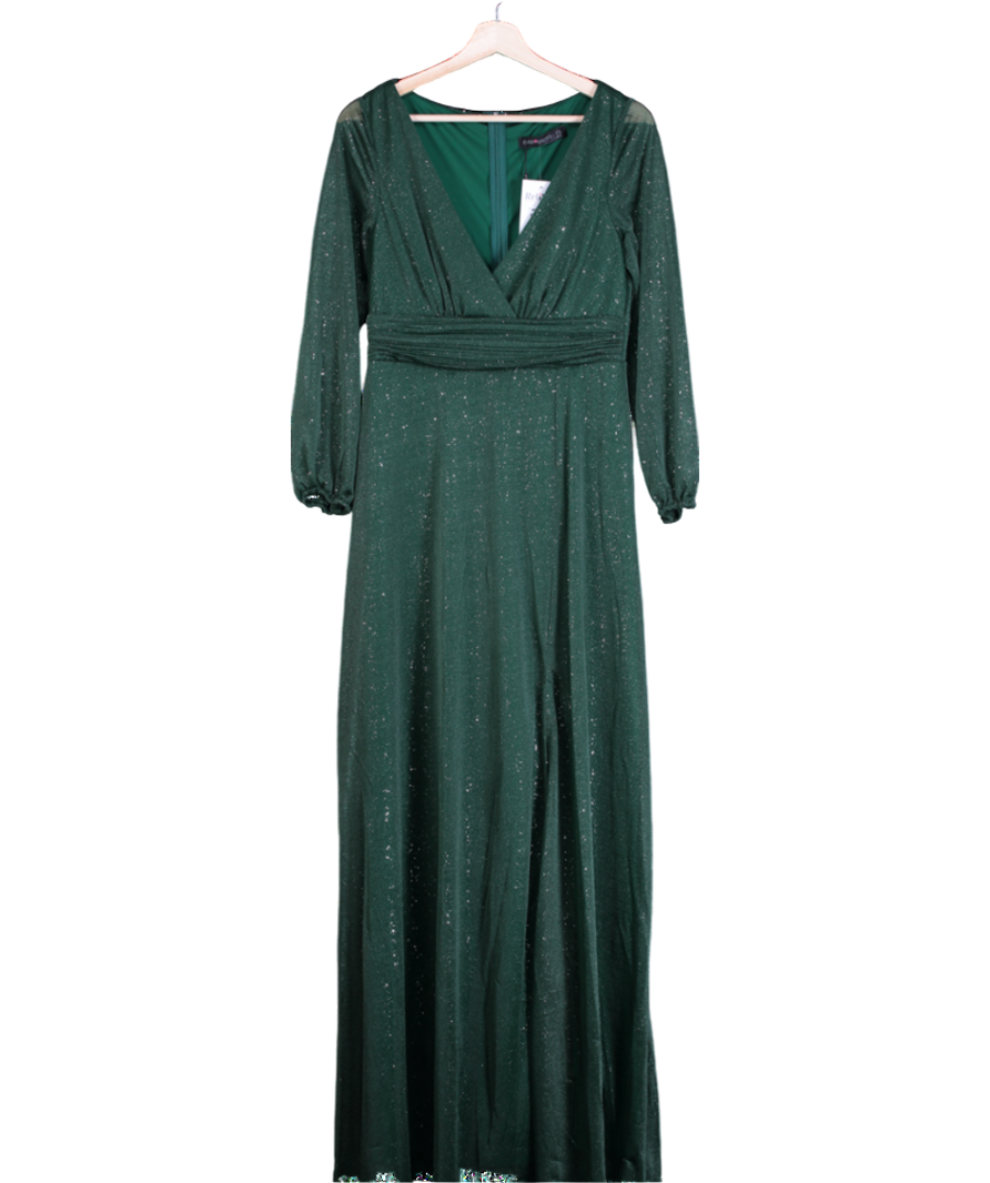 Ever Pretty Green V-neck Shiny Evening Dress UK 12