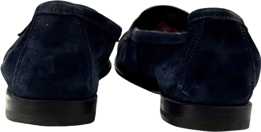 SANTONI Navy Blue Suede Loafers UK 4 EU 37 👠