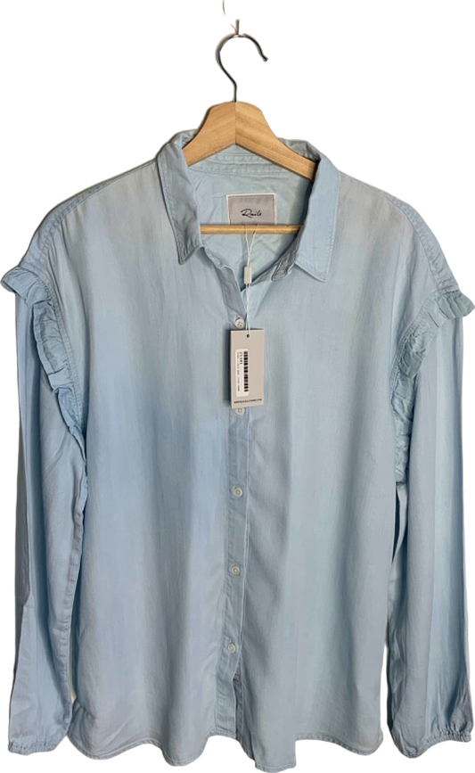 Rails Blue Willow Ruffled Chambray Button-Down Shirt Small