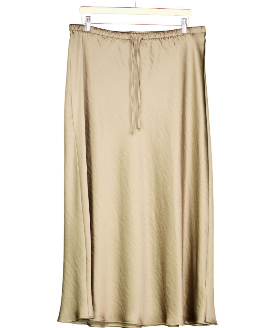 M&S Green Satin Midi Skirt UK 18