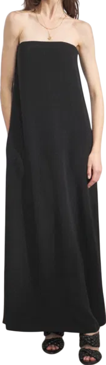 Raey Black Bandeau-neck Silk-satin Maxi Dress UK 6