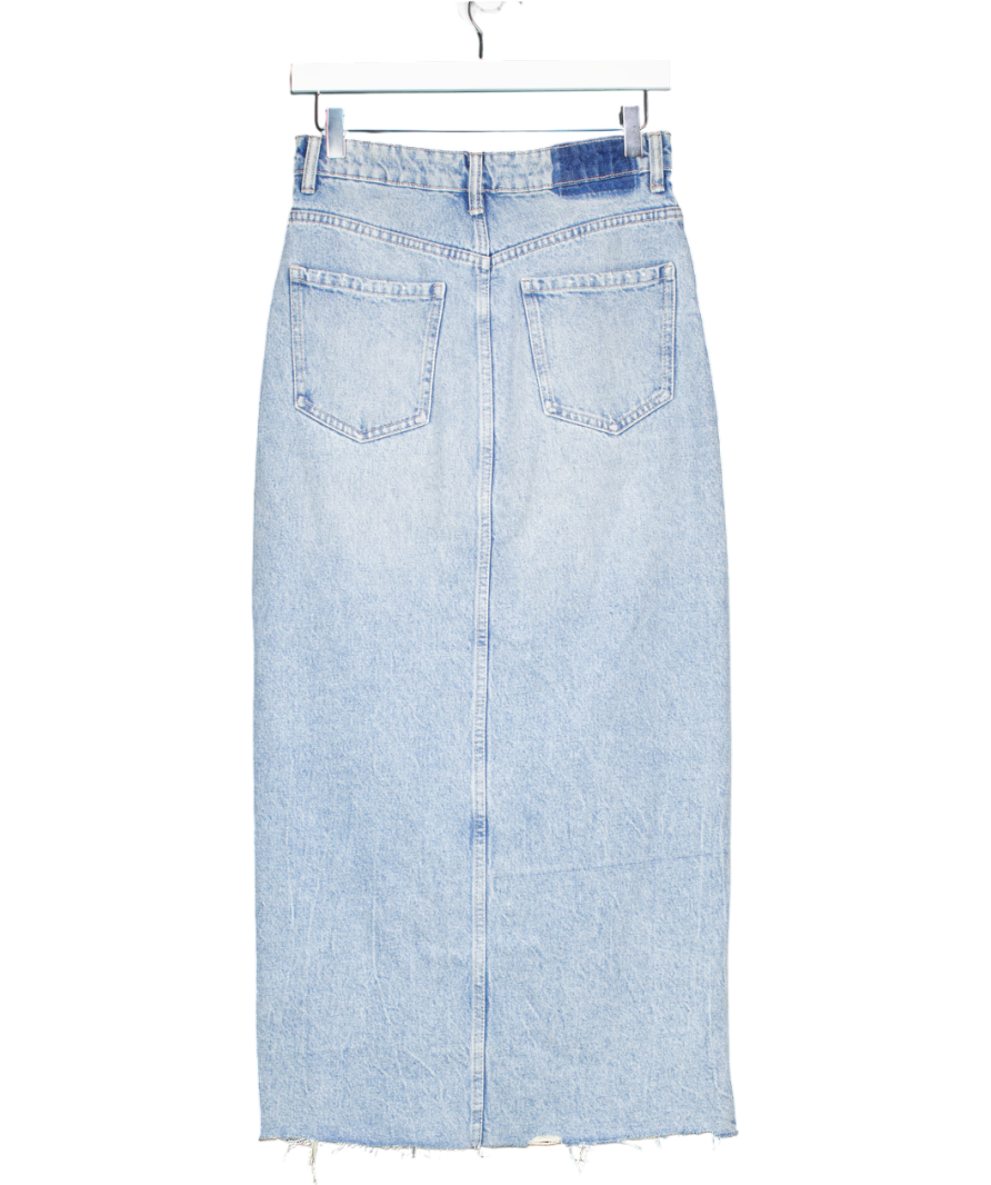 ZARA Blue Denim Midi Skirt UK S
