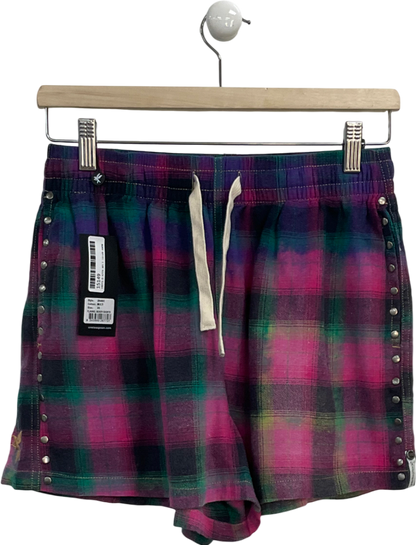 One Teaspoon  Bleached Flannel Studded Boxer Shorts UK XS