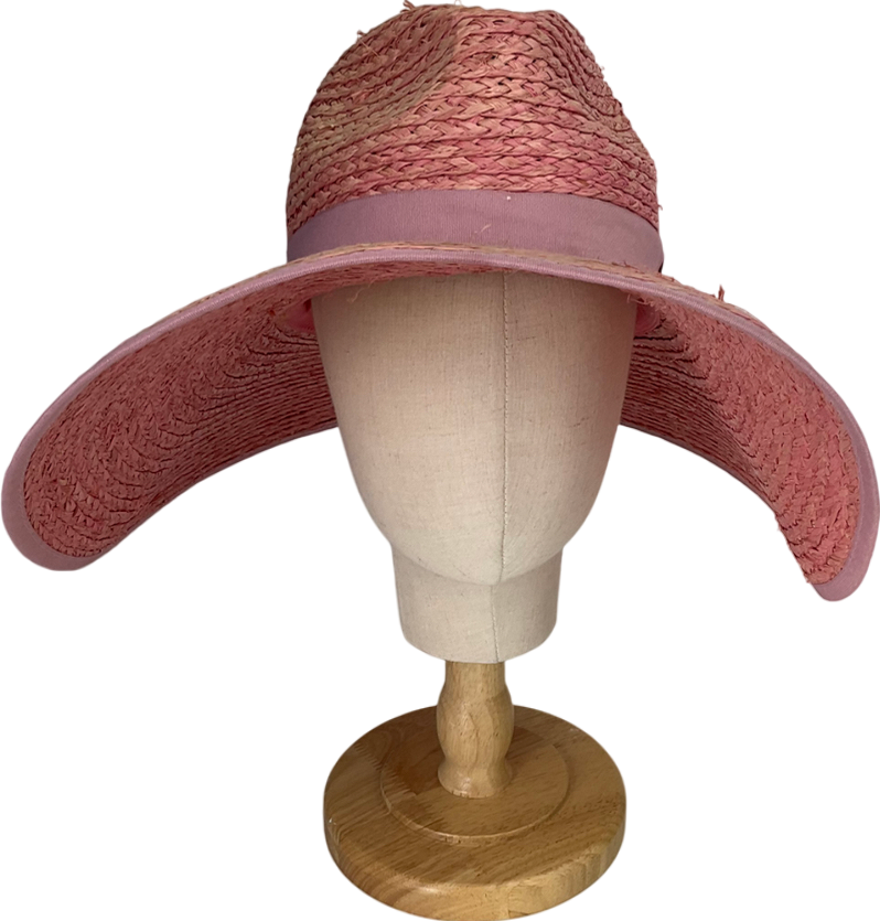 Pink Rafia Wide Brim Hat One Size