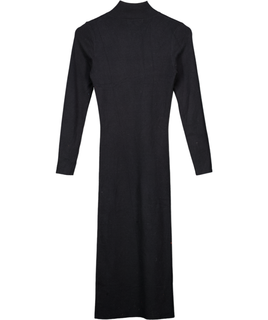 BOA Black High Neck Knitted Midi Dress UK M