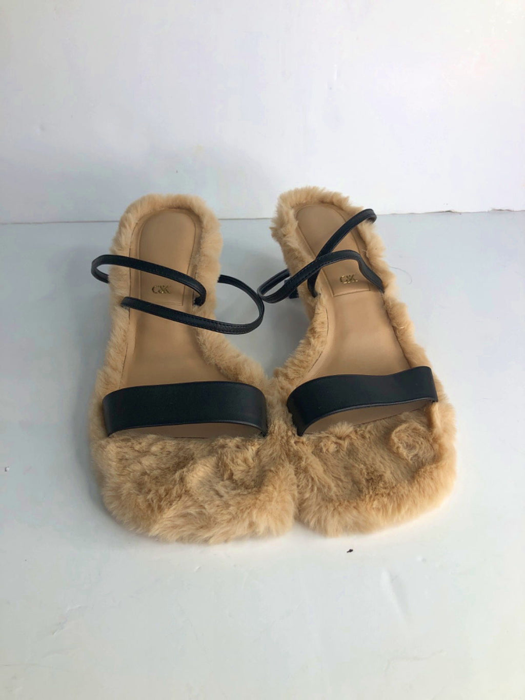 Charles & Keith Beige Faux Fur Sandals UK 5