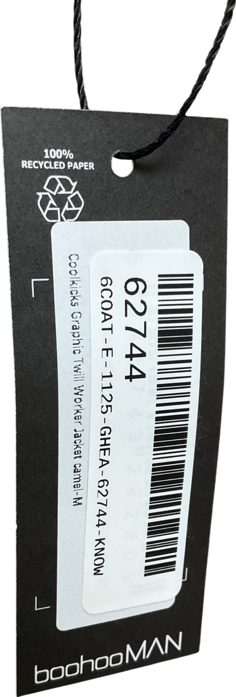 boohooMan Brown Coolkicks Graphic Twill Worker Jacket UK M