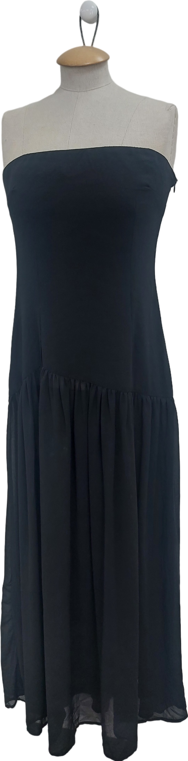 Peppered Mayo Black Eden Strapless Maxi Dress UK 10