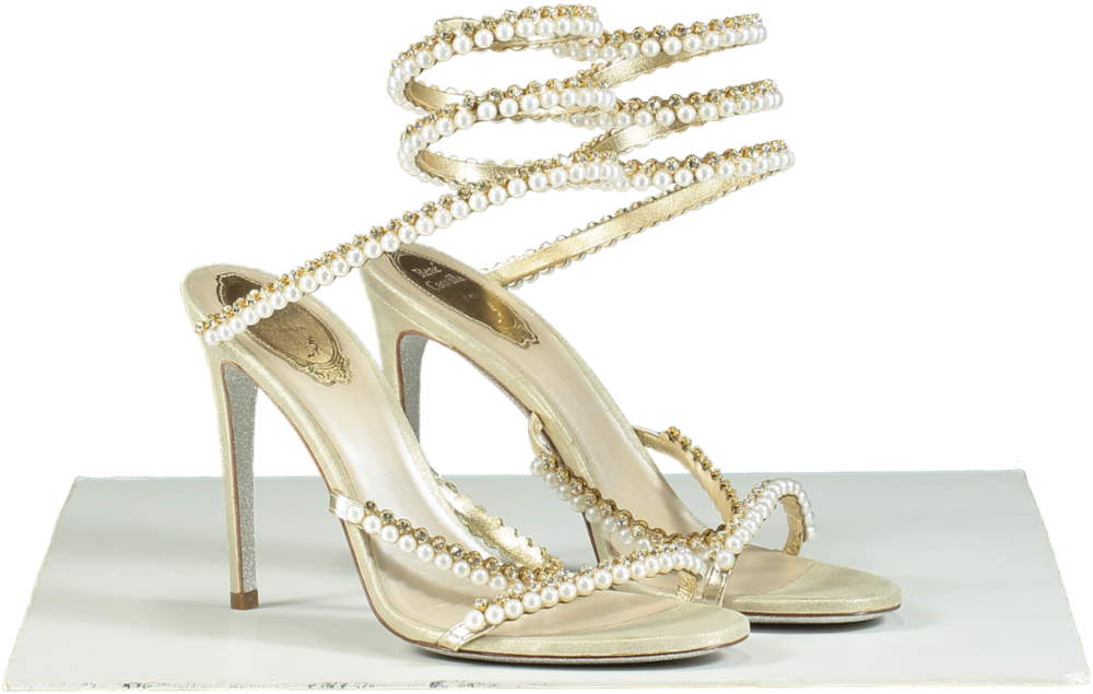 René Caovilla Cleo Pearl-Embellished Sandals UK 6 EU 39 👠