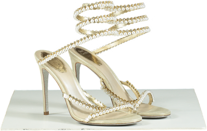 René Caovilla Cleo Pearl-Embellished Sandals UK 6 EU 39 👠