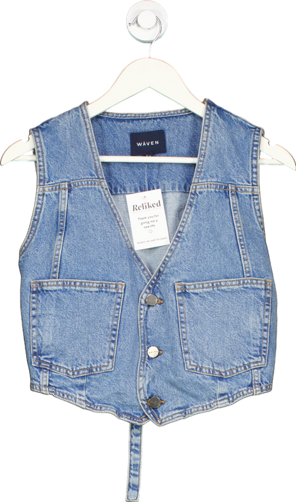 Waven Blue Mina Denim Waistcoat UK S