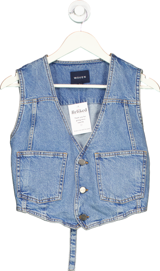 Waven Blue Mina Denim Waistcoat UK S