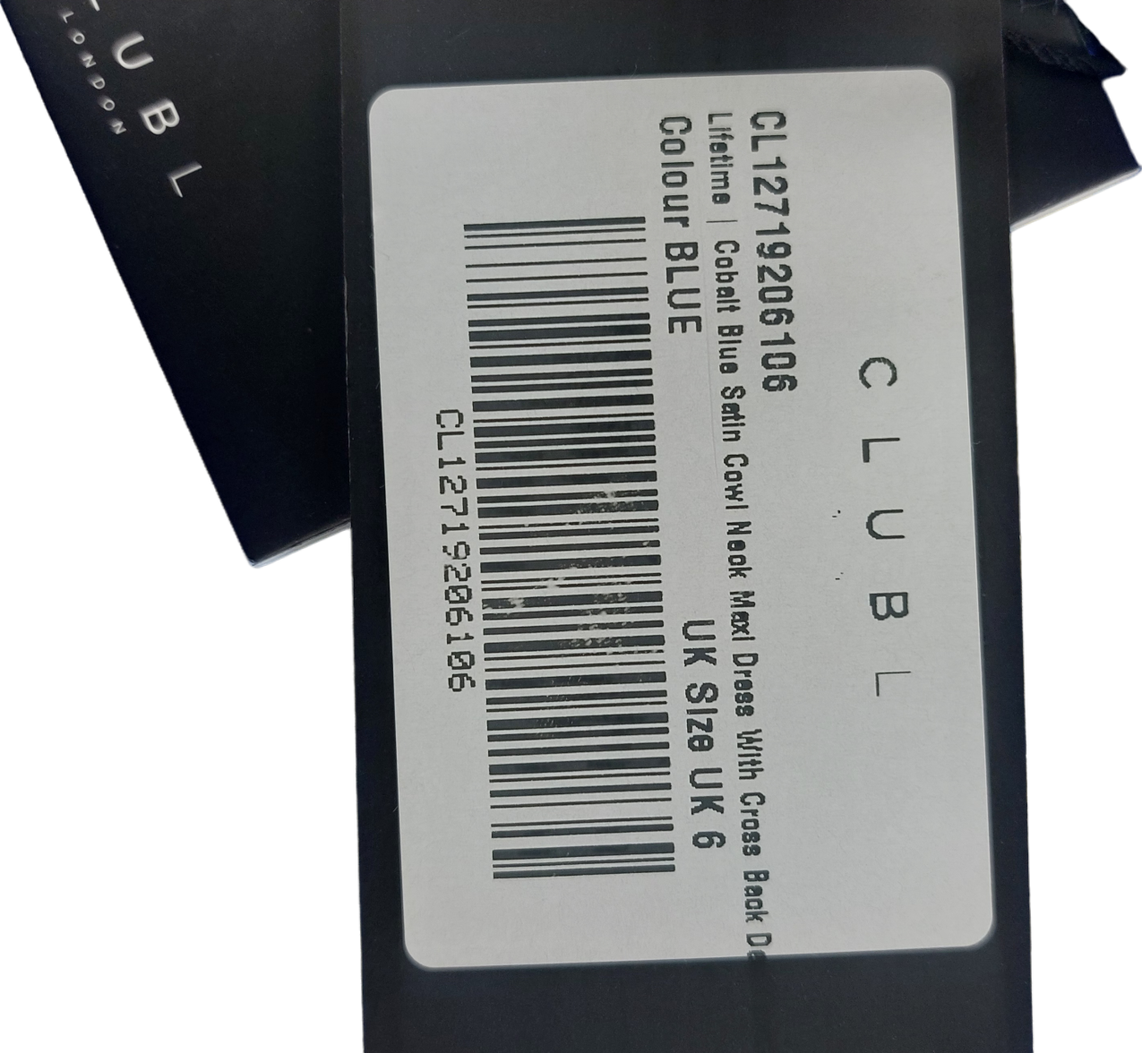 Club L Blue Satin Cowl Neck Maxi Dress With Cross Back UK 6