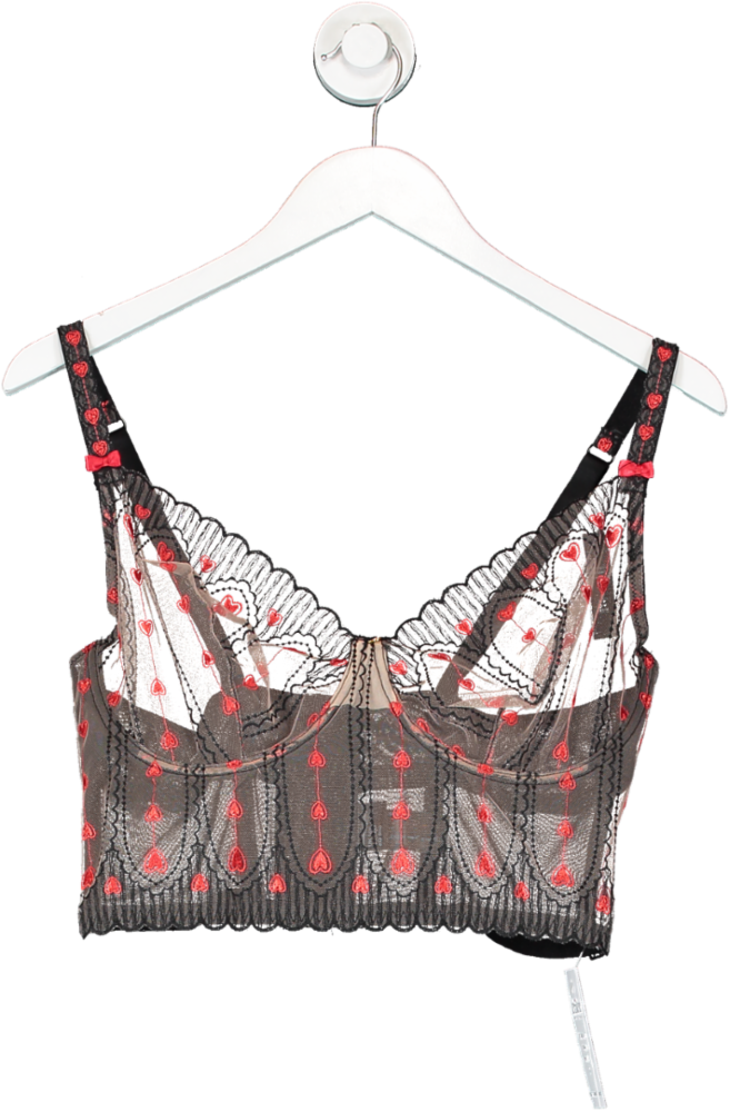 SimplyBe Black Heart Embroidered Corset Top UK 36E