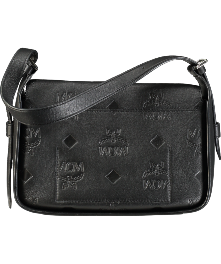 MCM Black Aren Leather Shoulder Bag Crossbody Bag One Size