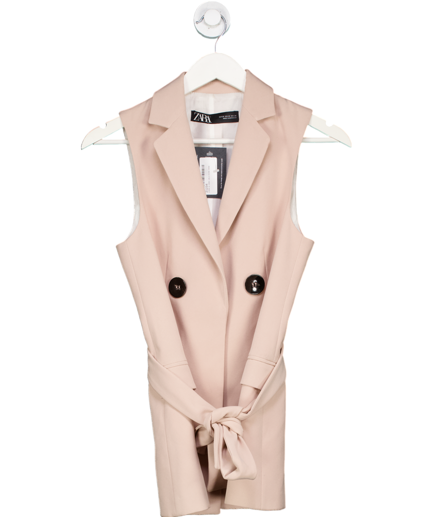 ZARA Pink Tie Belt Waistcoat UK XS