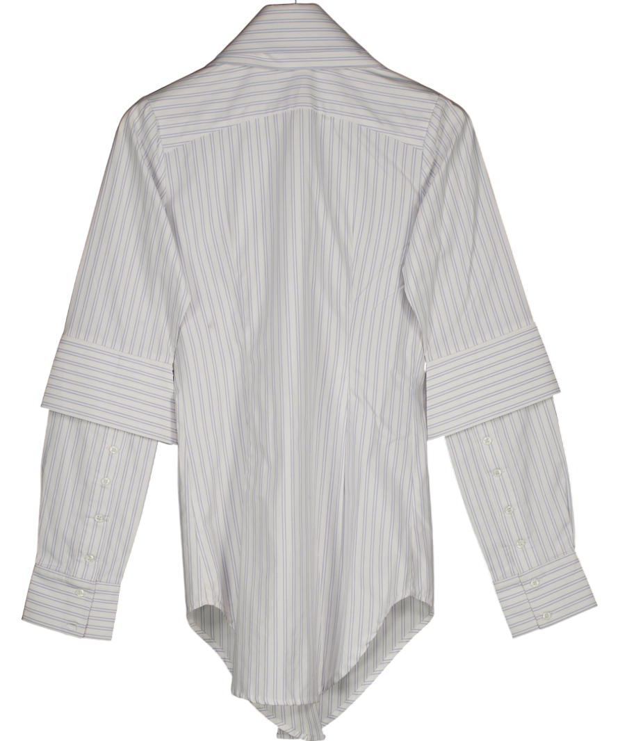 Jacqueline Then White Star Sequin Collar Long Striped Shirt Dress UK S