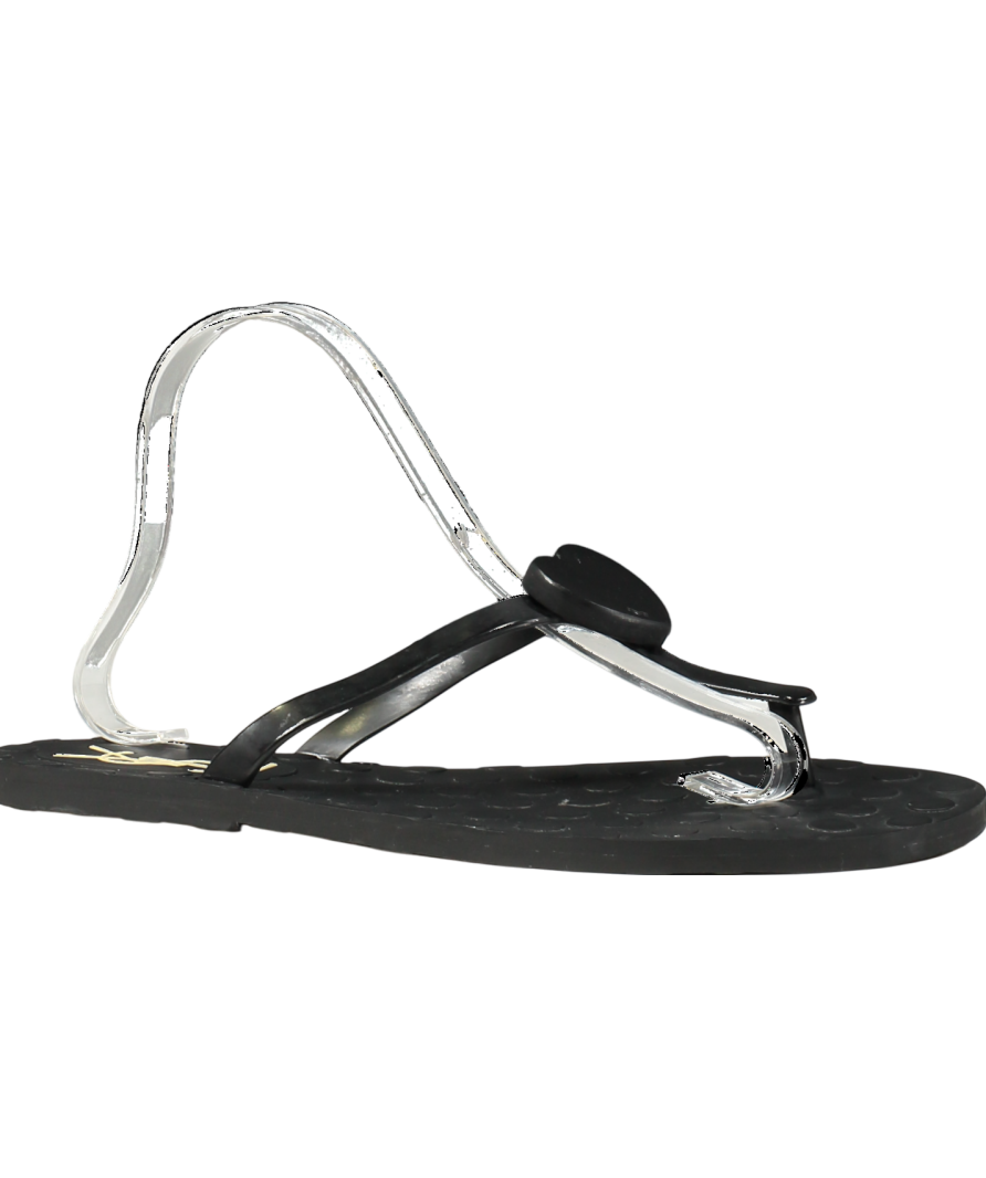 Yves Saint Laurent Shoes Black Rubber Flip Flops Thong With Heart UK 8 EU 41 👠