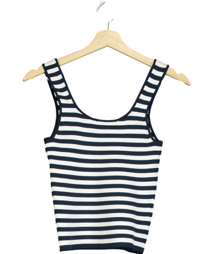 MANGO White Scoop Neck Stripe Top UK S