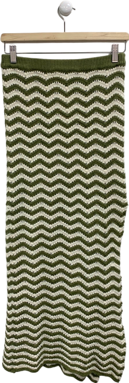 4th & Reckless Green Zigzag Knit Skirt UK 8