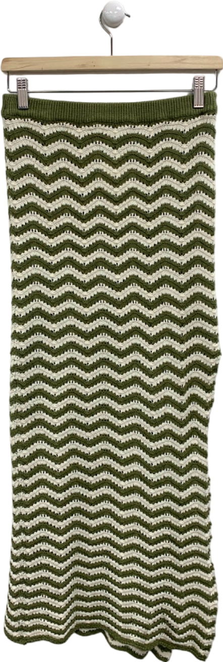 4th & Reckless Green Zigzag Knit Skirt UK 8