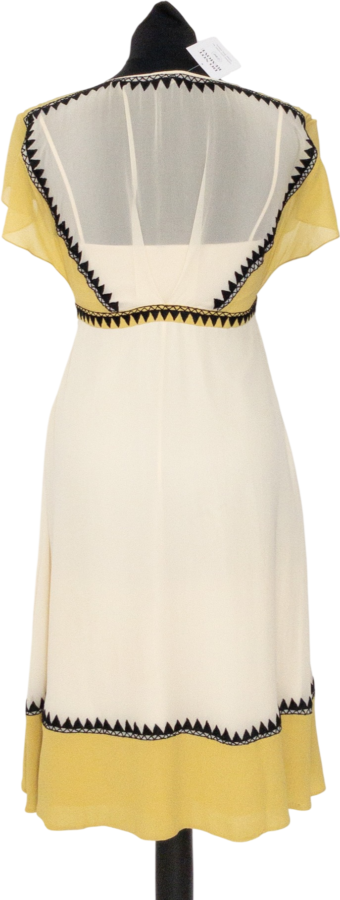 Temperley London Cream Silk Chiffon Embroidered Detail Midi Dress UK 10