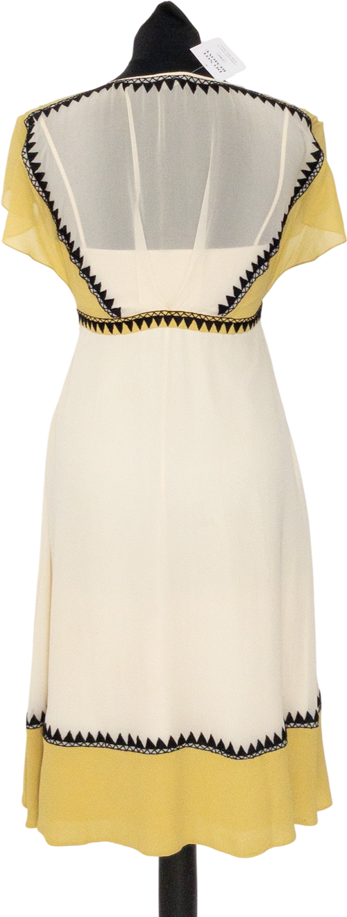 Temperley London Cream Silk Chiffon Embroidered Detail Midi Dress UK 10