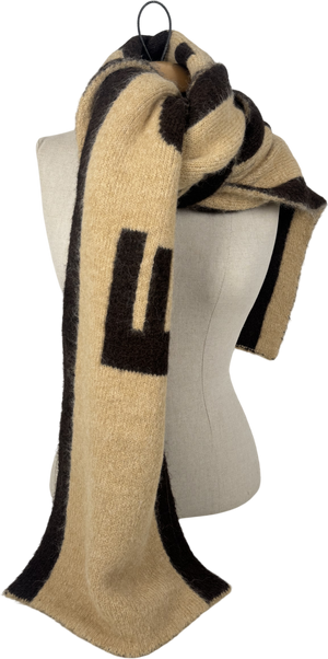 4th & Reckless Keeley Beige & Brown Knit Fourth Branded Scarf