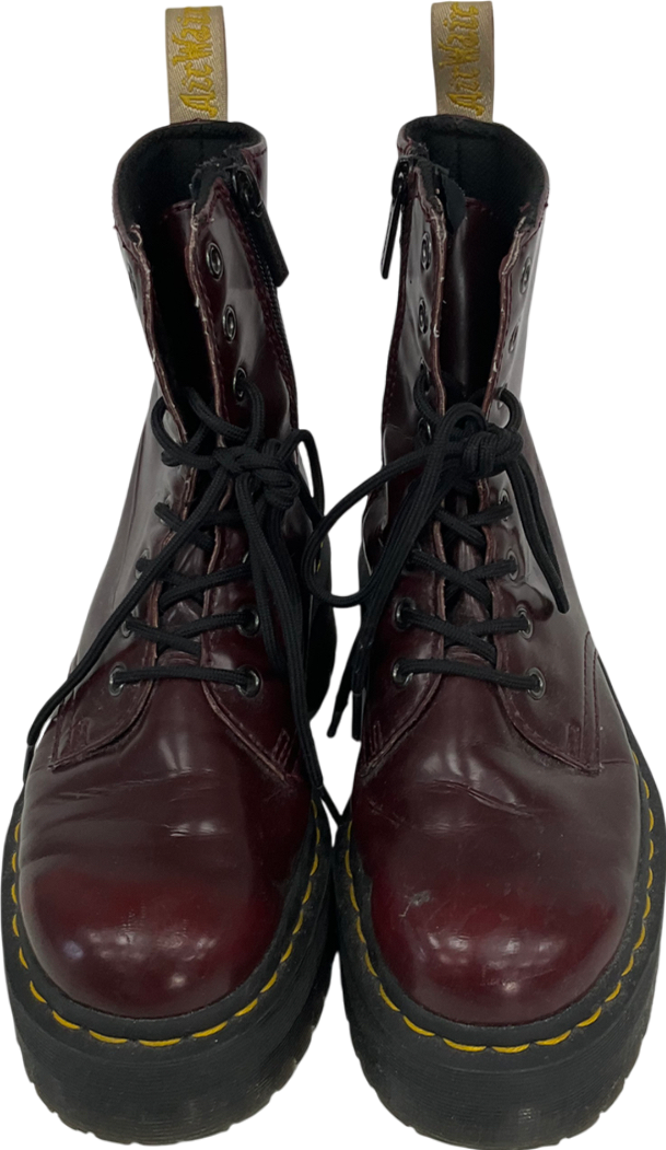 Dr Martens Red Smooth Leather Lace Up Boots In Burgundy UK 4 EU 37 👠