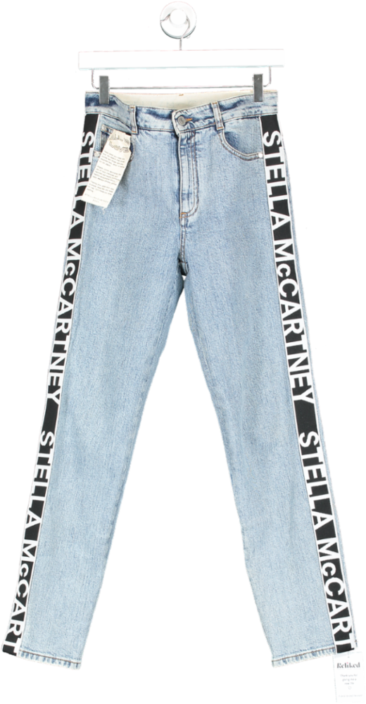 Stella McCartney Blue Logo-stripe Skinny Mid-rise Jeans W26