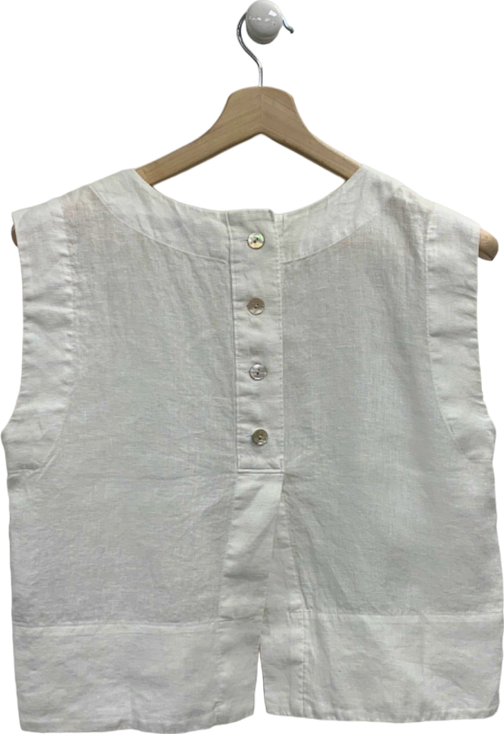 Madewell White Linen Sleeveless Top UK S