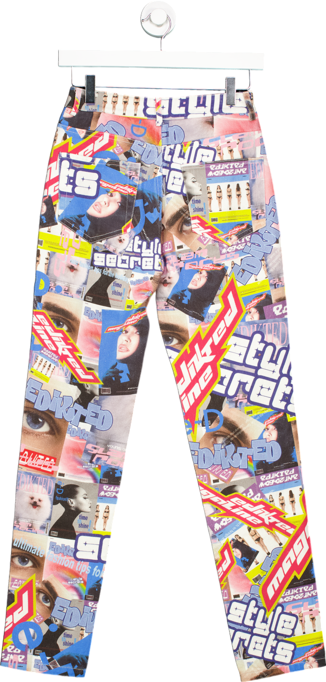 Edikted Multicolour Graphic Print Trousers UK XS