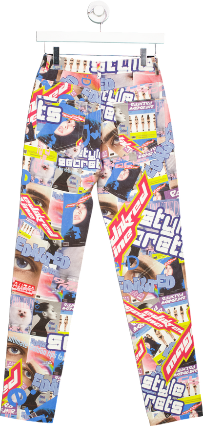 Edikted Multicolour Graphic Print Trousers UK XS