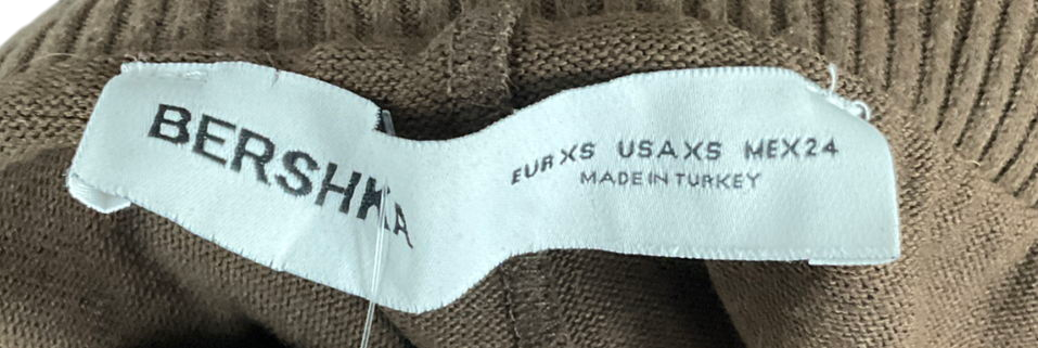 Bershka Brown Soft-touch Flared Trousers With Fold-over Waist UK XS