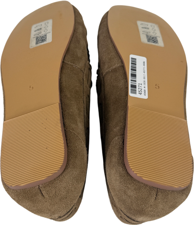 ASOS Brown Mirth Suede Bow Detail Loafers In Taupe UK 5 EU 38 👠