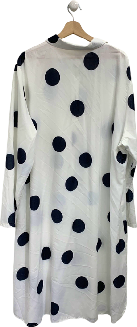 White/Black Polka Dot Long Shirt Dress UK 4XL