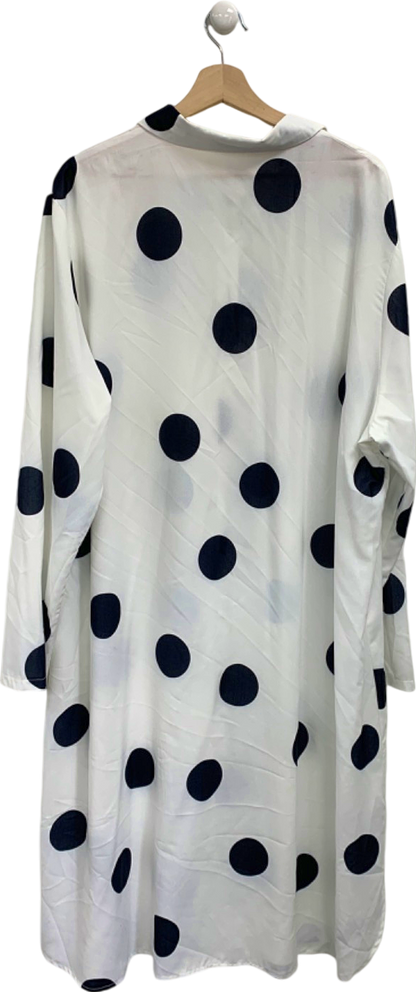 White/Black Polka Dot Long Shirt Dress UK 4XL