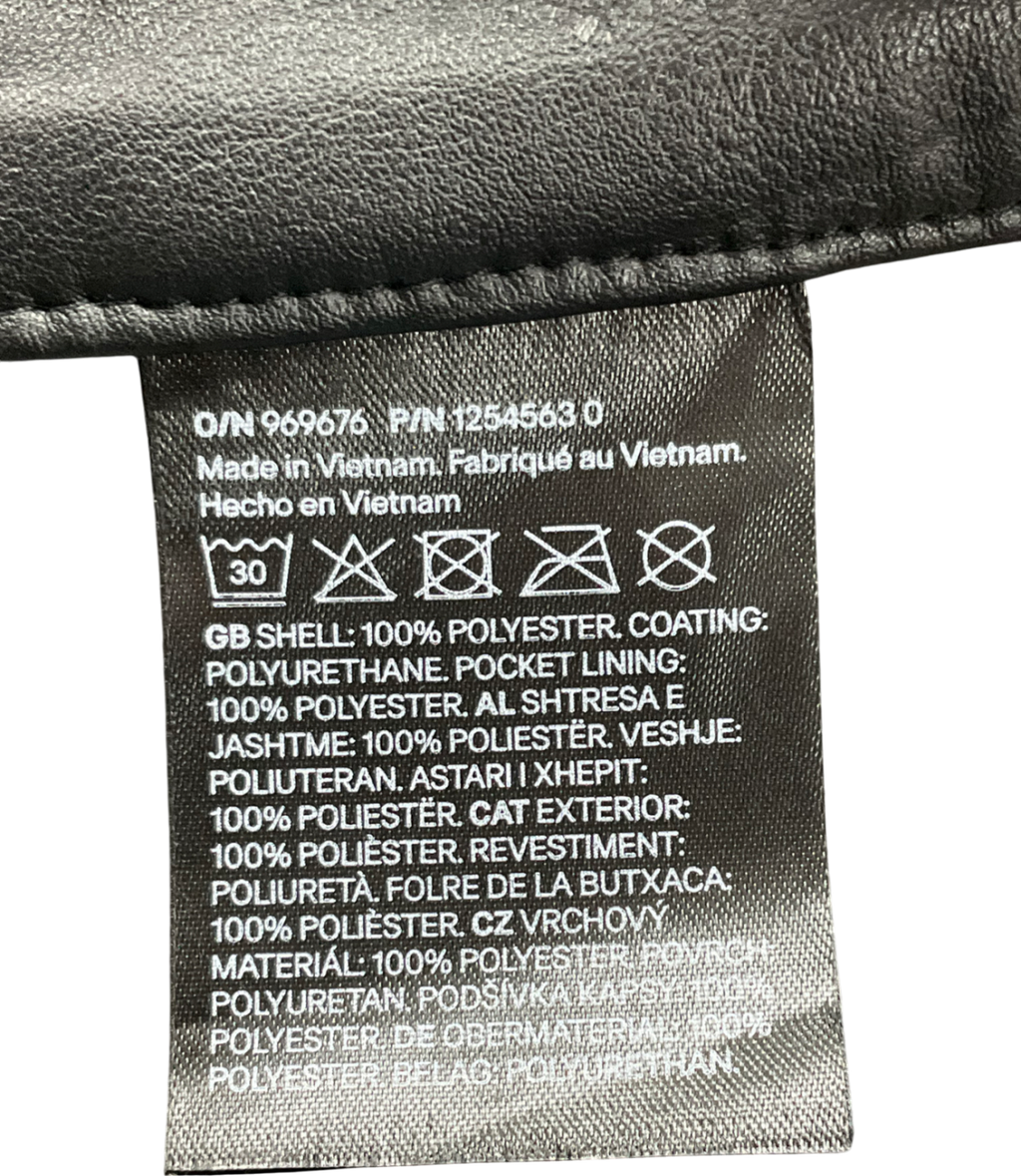 H&M Black Vegan Leather Trousers UK 18