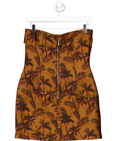 Bec + Bridge Brown Far Out Palm Print Mini Dress UK 8