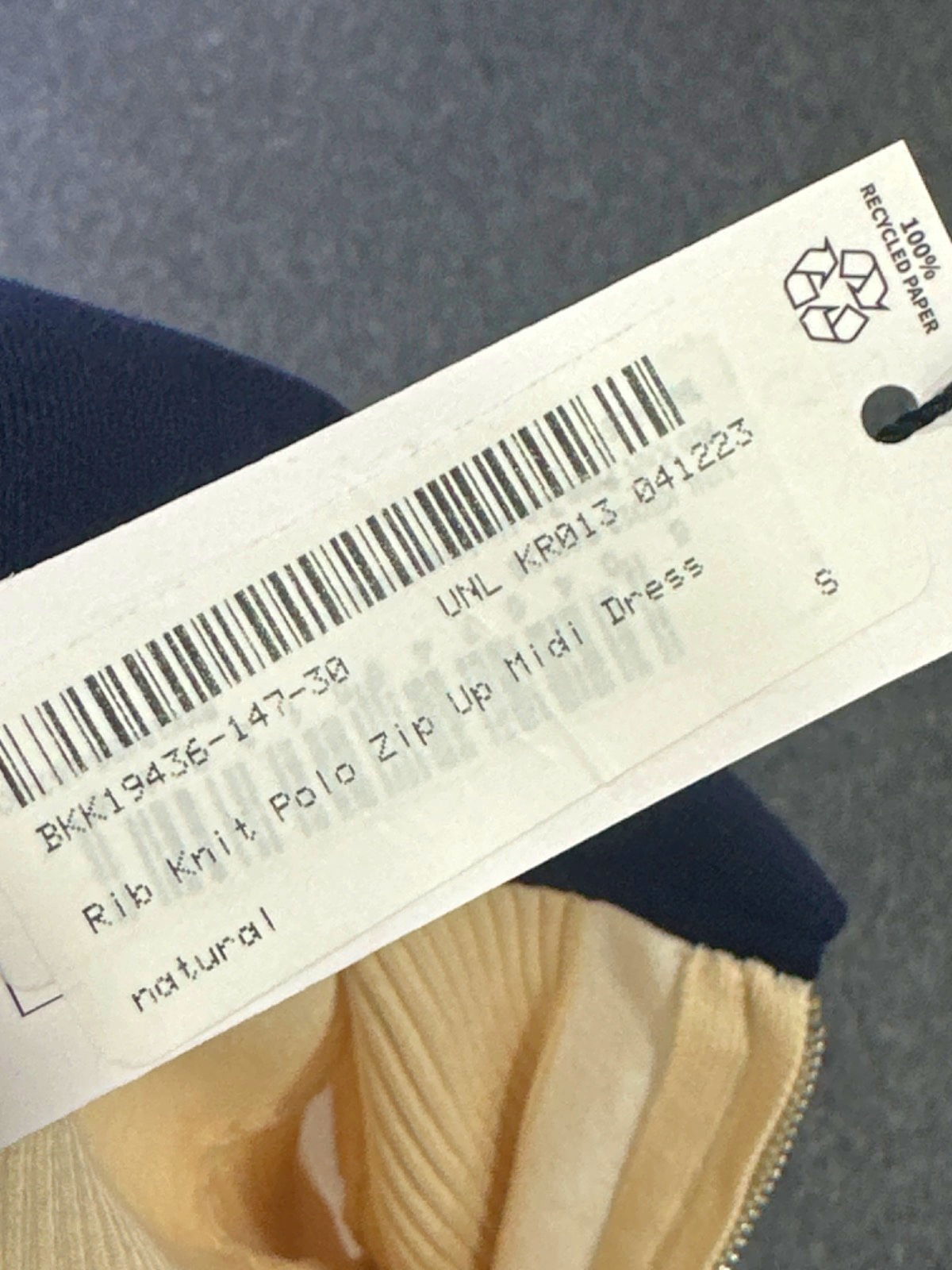 Karen Millen Natural Rib Knit Polo Zip Up Midi Dress UK S