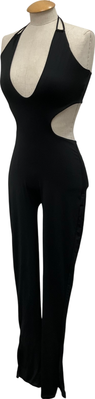 Oh Polly Black Modal Cut Out Jumpsuit UK 8