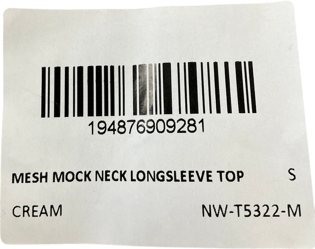 Naked Wardrobe Nude Mesh Mock Neck Long Sleeve Top UK S