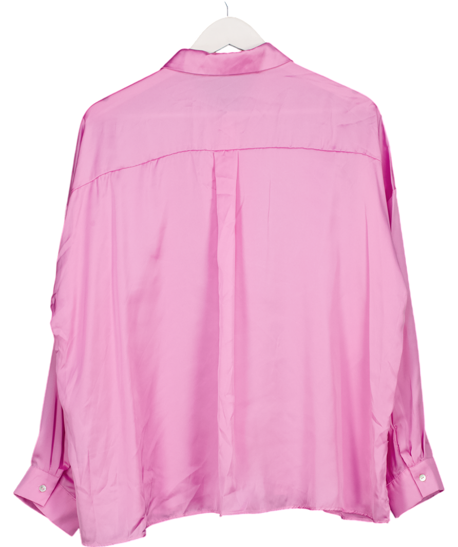 ZARA Pink Silk Look Button Down Shirt UK XL