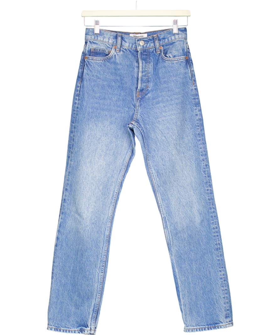Reformation Blue High Rise Straight Leg Jeans W24