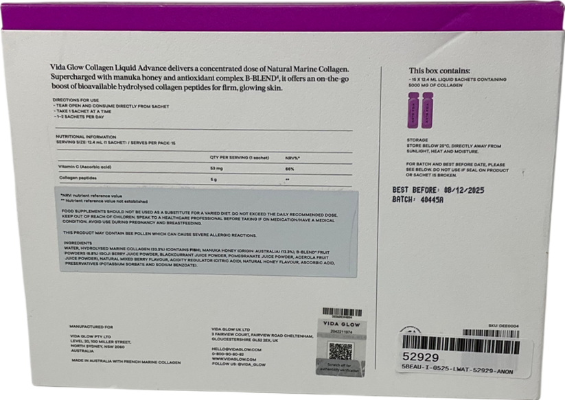 Vida Glow Collagen Liquid Advance 15x12.4ml